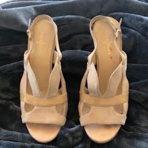 Cole Haan Tan Suede and Leather Patent leather heels. HOST PICK